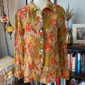 Laura Ashley Autumn Leaf Embroidered Blouse‎ – L